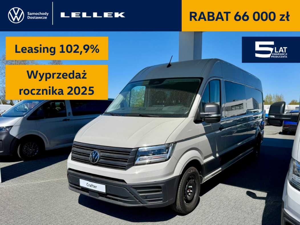 Volkswagen Crafter Furgon 4490mm 2,0TDI 177 KM, zabudowa 7 miejscowa, samochód magazynowy