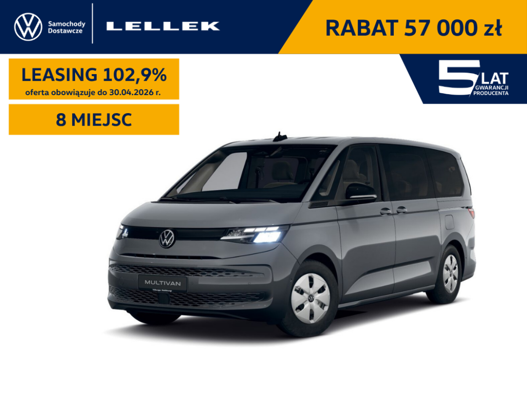 Volkswagen Multivan 2.0 TDI L2 Family DSG hak, 8 miejsc, leasing 102,9%, oferta do 30.04.2026