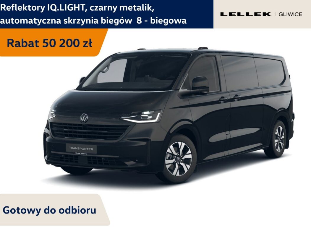 Volkswagen Transporter drzwi prawa i lewa strona, reflektory IQ. Light, czarny metalik