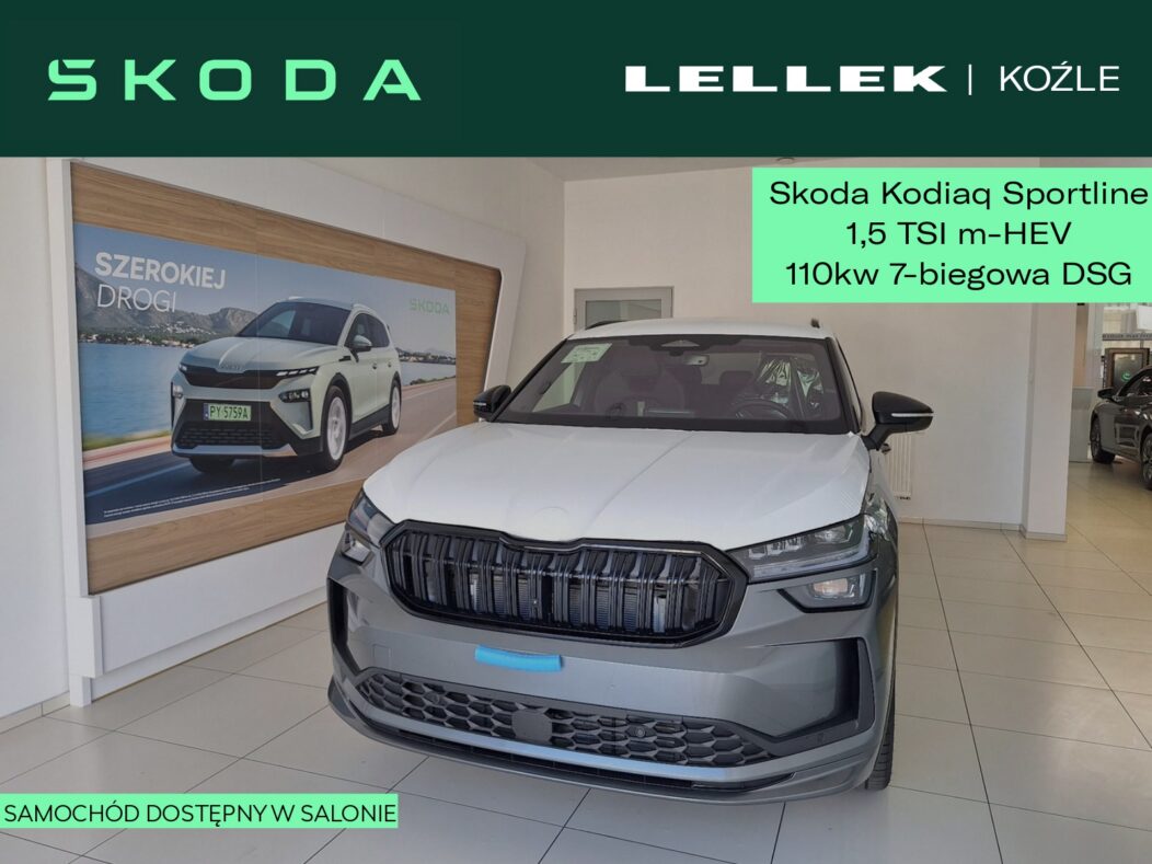 Skoda Kodiaq 1.5 TSI mHEV 4×2 Sportline DSG Hak holowniczy elektrycznie zwalniany, Zapasowe koło stalowe dojazdowe, Pakiet Winter