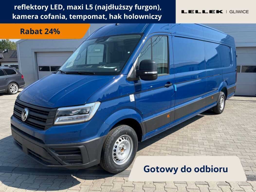 Volkswagen Furgon L5H3 refektory LED, hak, fotel amortyzowany